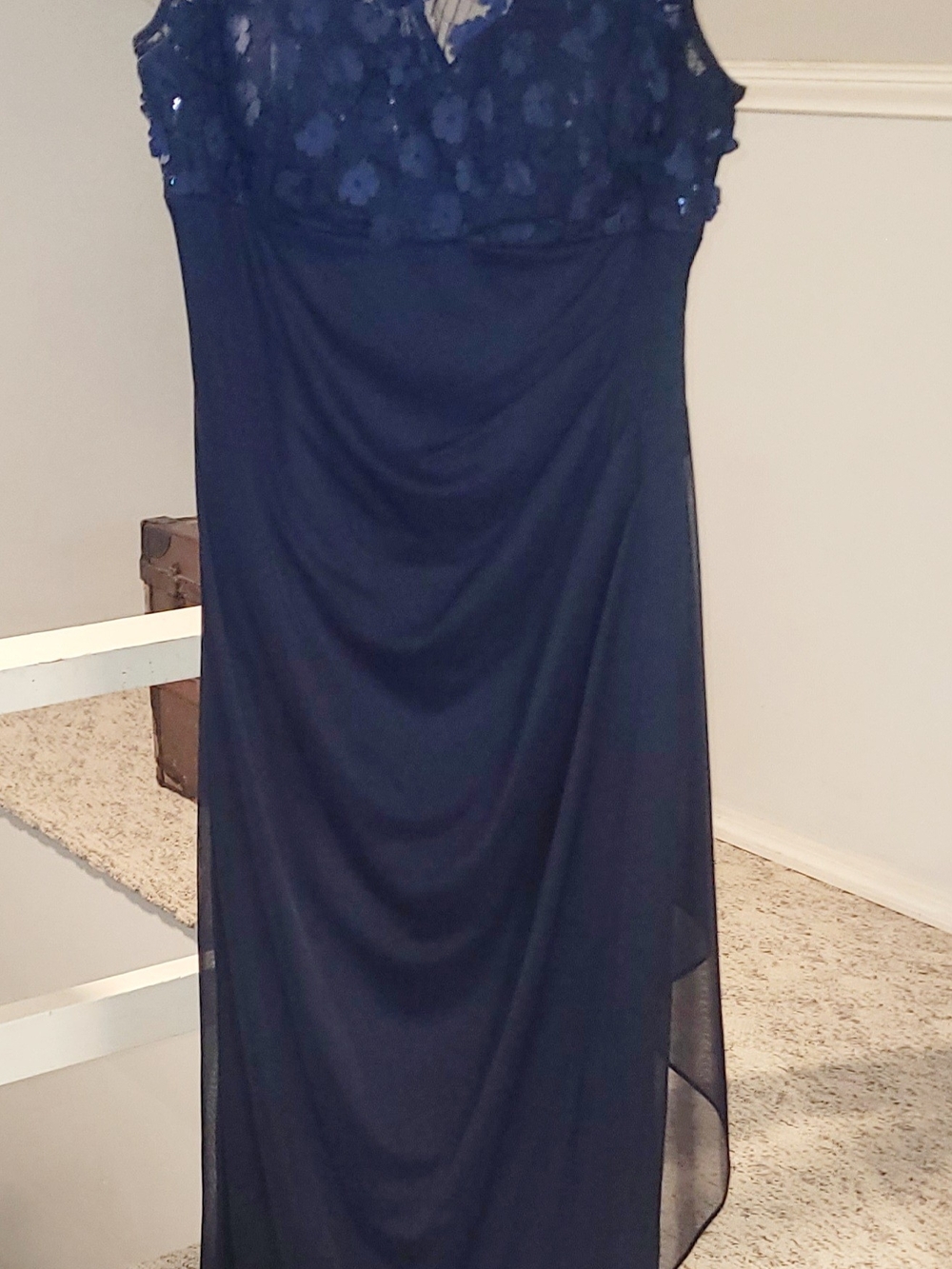 Xscape Navy Blue Embellished Evening Gown - Picture 3 of 5